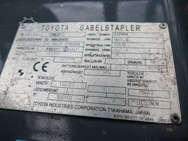 Sonstige toyota 7FBEST 15 3-Rad DUPLEX HUBHÖHE 3m