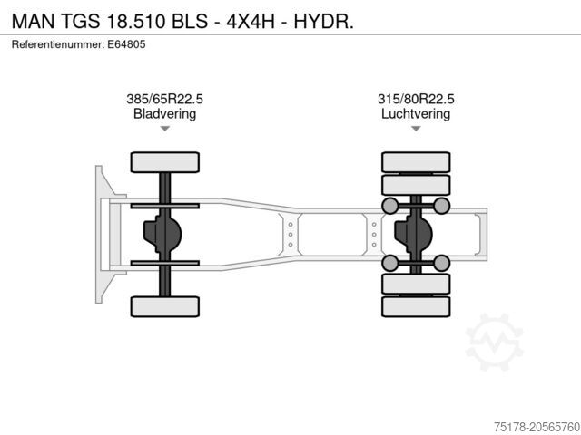 Standard tractor MAN TGS 18.510 BLS - 4X4H - HYDR.