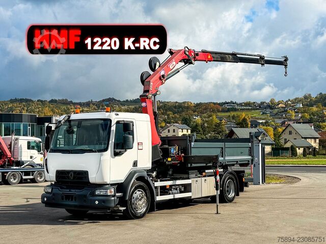 Roll-off tipper truck RENAULT D 18 * ABROLLKIPPER + HMF 1220 K-R * TOP!