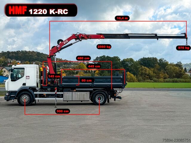 Roll-off tipper truck RENAULT D 18 * ABROLLKIPPER + HMF 1220 K-R * TOP!