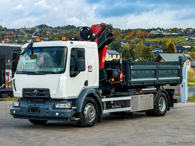 Roll-off tipper truck RENAULT D 18 * ABROLLKIPPER + HMF 1220 K-R * TOP!