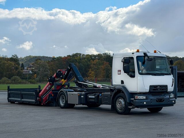 Roll-off tipper truck RENAULT D 18 * ABROLLKIPPER + HMF 1220 K-R * TOP!