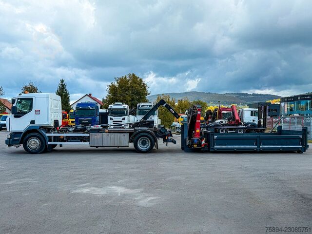 Roll-off tipper truck RENAULT D 18 * ABROLLKIPPER + HMF 1220 K-R * TOP!