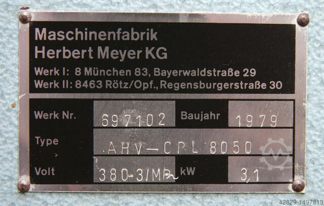 Embossing press Meyer AHV-CPL 8050