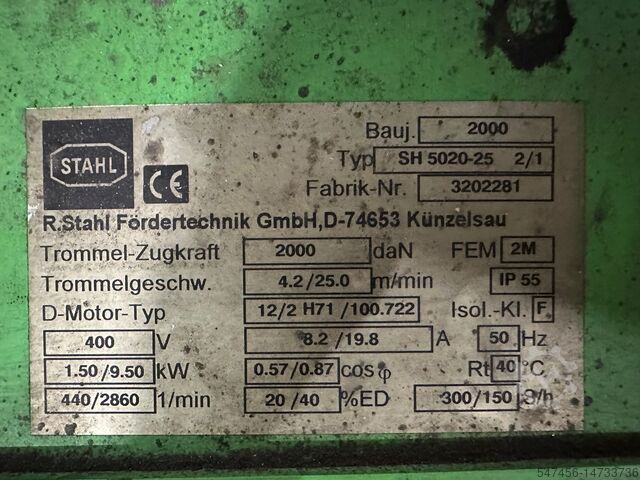 Crane double rail trolley with 2 hoists Stahlcranes Zweischienenkatze 16/4t AS6 + SH5