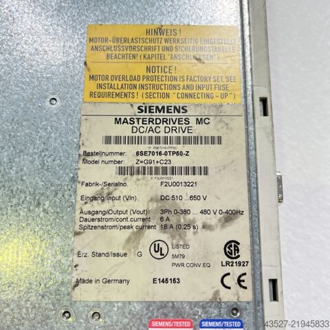 Electronics / Drive technology SIEMENS 6SE7016-0TP50-Z