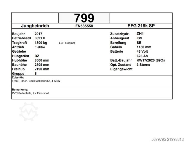 Forklift Jungheinrich EFG 218k