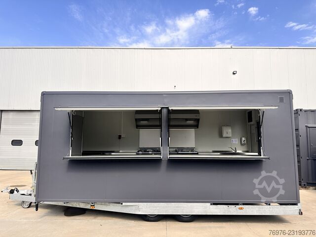 Mobile Shop/ Food Truck Voll ausgestatteter Gastro-Contrailer (Hydraulik-Absenkbar) | Profi-Küche NEU