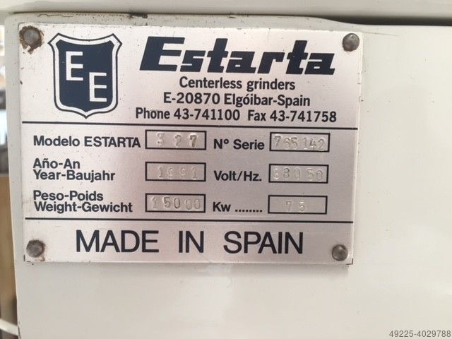 CENTERLESS GRINDING MACHINE ESTARTA 327 CNC