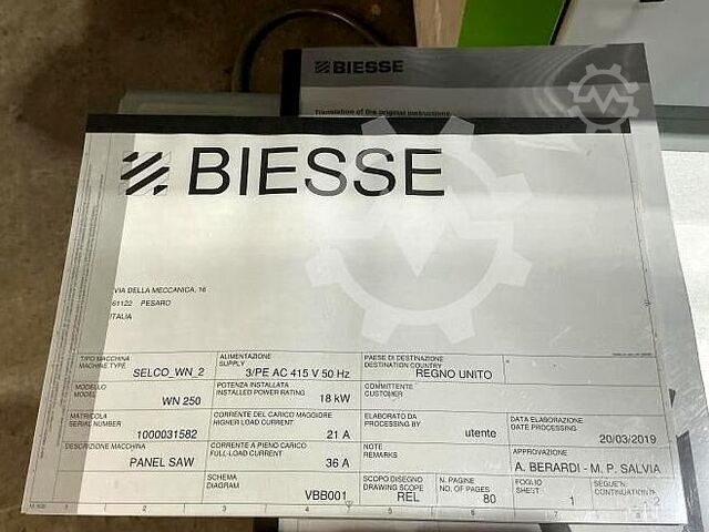 Plattenaufteilsäge Biesse Selco WN250