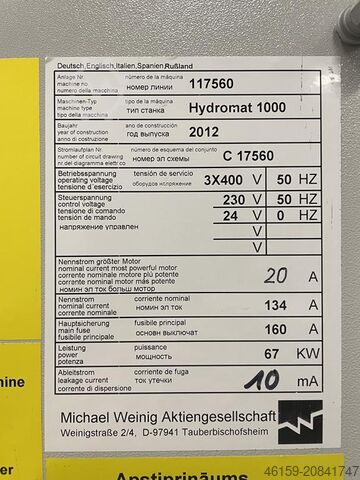 Hobel- und Kehlautomat WEINIG HYDROMAT 1000 + MECHANISATION