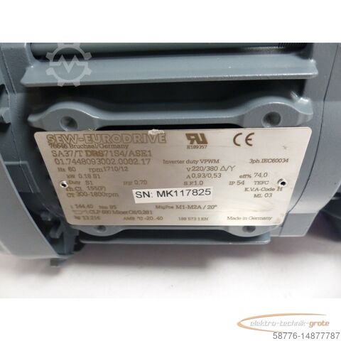 SEW Motor SEW-EURODRIVE SA37/T DRS71S4/ASE1 Getriebemotor SN: MK117825 - ! -