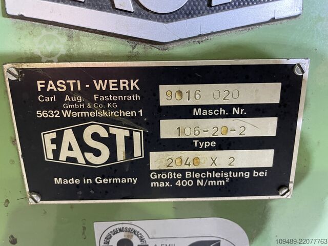 Walzblechmaschine/FASTI 2040x2mm SCHRÖDER-FASTI Typ 2040x2mm