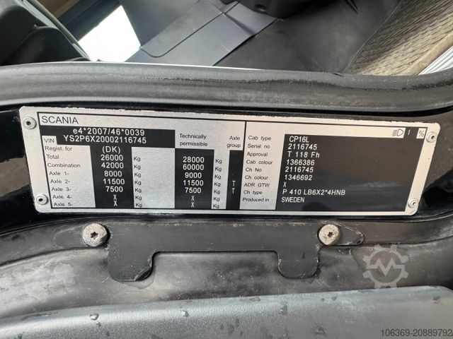 Vacuum tank truck SCANIA P410 6x2*4 JHL Hvidtved Larsen Flexline 312 ADR