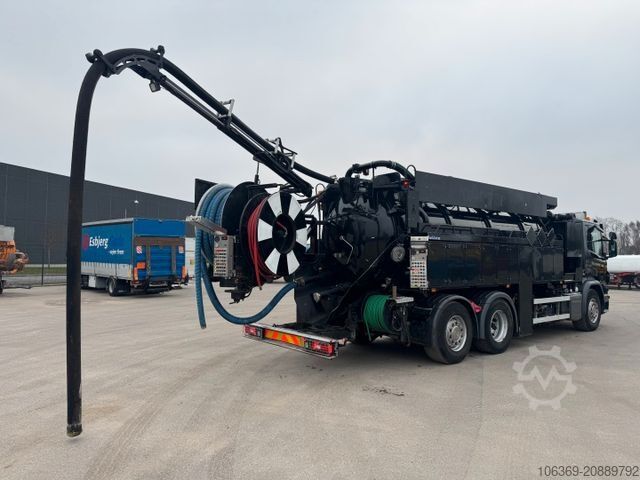 Vacuum tank truck SCANIA P410 6x2*4 JHL Hvidtved Larsen Flexline 312 ADR