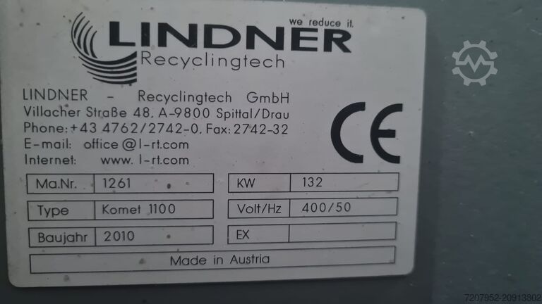 Single shaft shredder LINDNER KOMET 1100