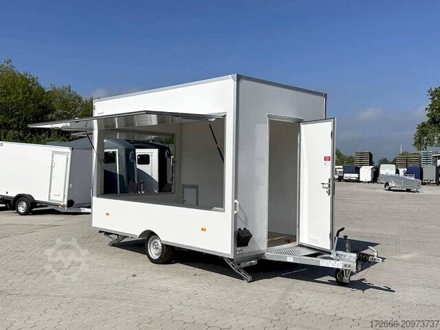 Vending trailer Blyss H15362HN | WEISS 360X203X230CM 1500KG VERKAUFSANHÄNGER | 2X VERKAUFSKLAPPE
