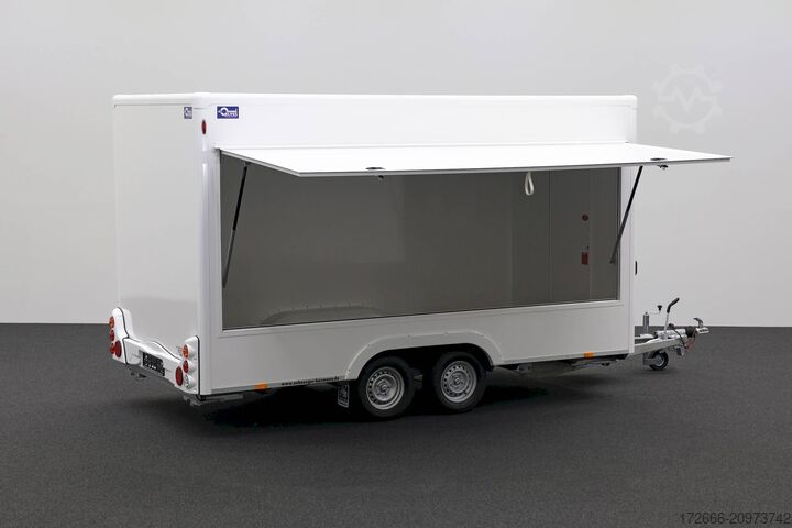 Vending trailer Blyss HB20421HT | PREMIUM AERO | WEISS 400X200X230CM 2000KG VERKAUFSANHÄNGER