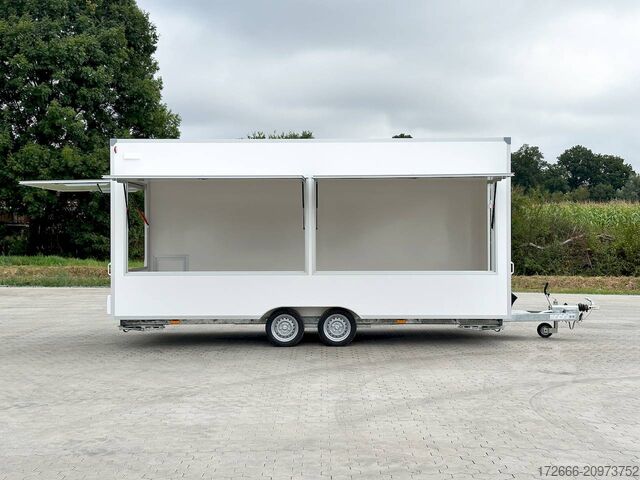 Vending trailer Blyss H25522HTN | WEISS 520X223X230CM 2500KG VERKAUFSANHÄNGER | 2X VERKAUFSKLAPPE