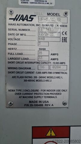 Vertical machining center HASS WF5TR