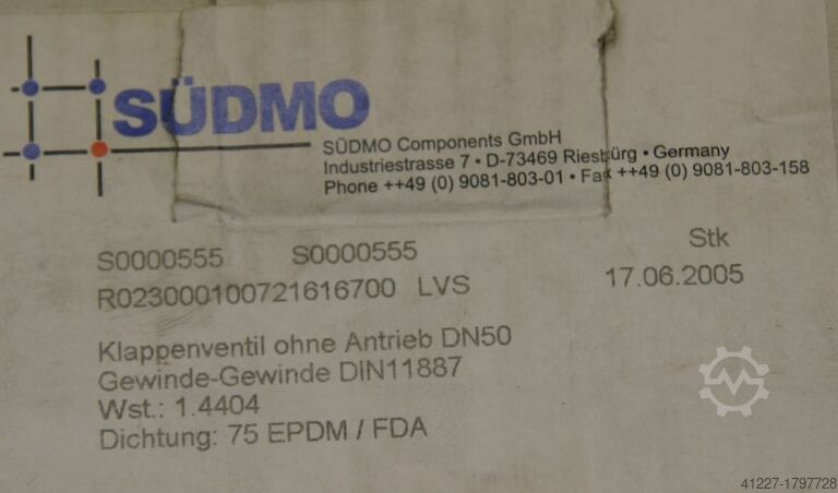 Scheibenventil DN50 Südmo ohne Antrieb