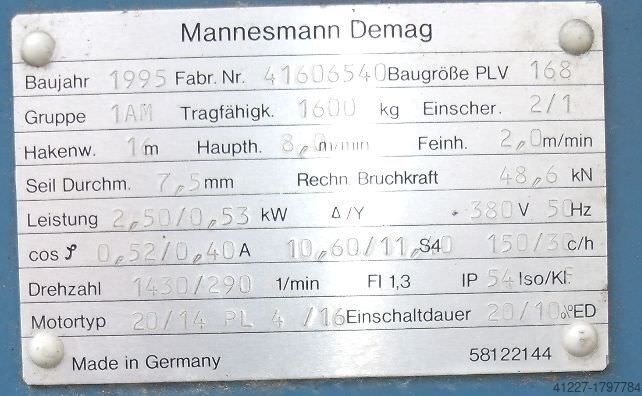 Brückenkran 1,6 to doppelt Demag Stahl Spannweite 6,4 m