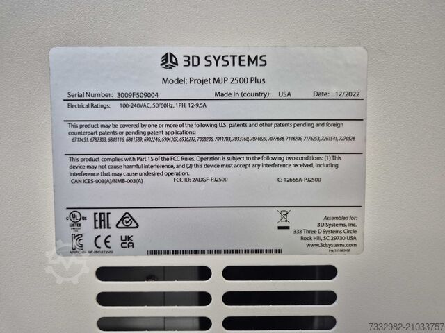3D Drucker 3D Systems Projet MJP 2500 Plus