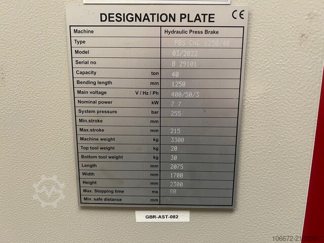 Press brake BAYKAL PBS 1250-40 HYDRAULIC DOWNSTROKING CNC P