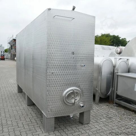 11320 Liter heiz-/kühlbarer kubischer Lagertank aus V2A mit 2 inneren Kühlplatten  9420
