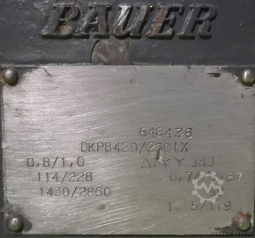 Gear motor 0.8/1 kW 114/228 rpm Bauer DKP8420/200IX