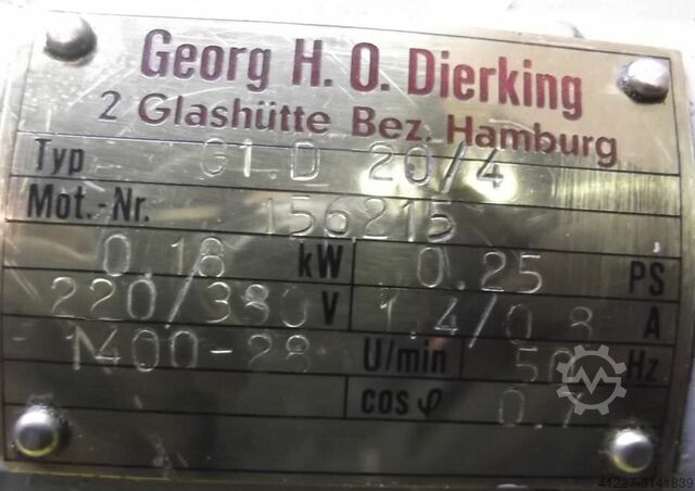 Gear motor 0.18 kW 28 rpm Dierking G1.D20/4