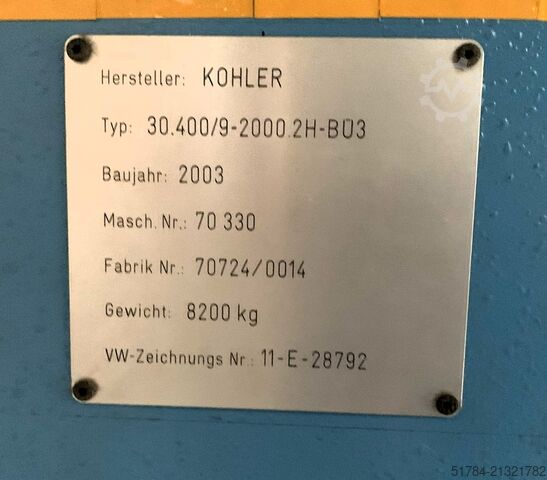 Bandanlage KOHLER (Anlage 1) Typ 30.400/9 – 2000.2H + BÜ3