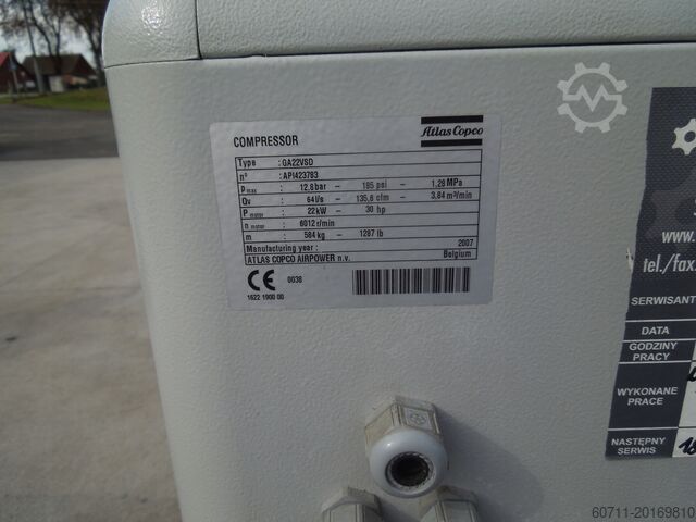 Schraubenkompressor Atlas Copco GA22VSDFF