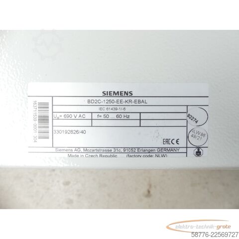 Component Siemens SIVACON 8PS BD2C-1250-EE-KR-EBAL / BD2-1250-KR SN118446 - !