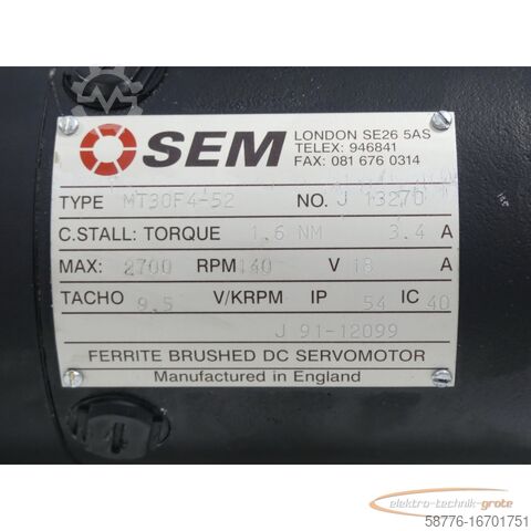 Control unit SEM MT30F4-52 Ferrite Brushed DC Servomotor SN:J13270