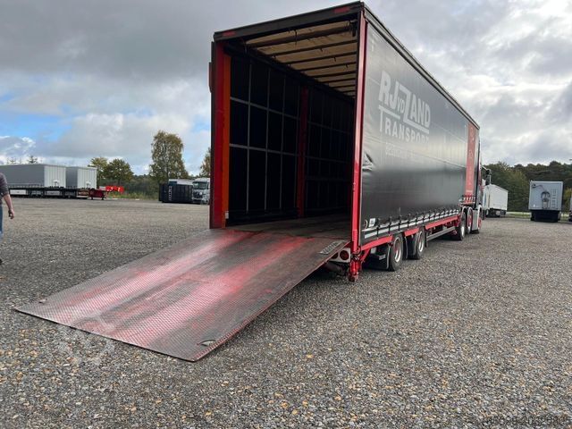 Low loader semitrailer MEUSBURGER 2-Achs-Gabelstaplertransporter Rampe Dhollandia