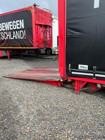 Low loader semitrailer MEUSBURGER 2-Achs-Gabelstaplertransporter Rampe Dhollandia