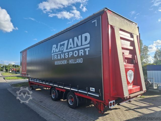 Low loader semitrailer MEUSBURGER 2-Achs-Gabelstaplertransporter Rampe Dhollandia