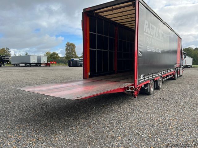 Open semitrailer with tarp MEUSBURGER 2-Achs-Gabelstaplertransporter Rampe Dhollandia