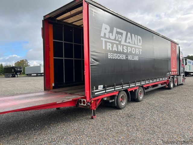 Open semitrailer with tarp MEUSBURGER 2-Achs-Gabelstaplertransporter Rampe Dhollandia