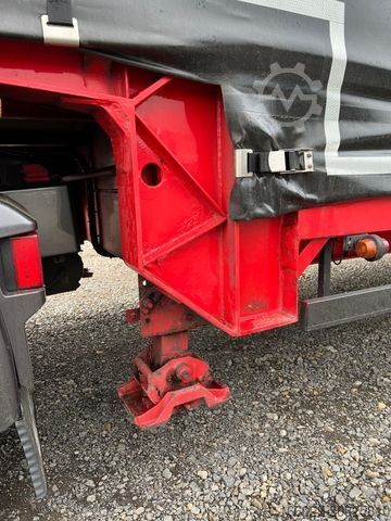 Open semitrailer with tarp MEUSBURGER 2-Achs-Gabelstaplertransporter Rampe Dhollandia