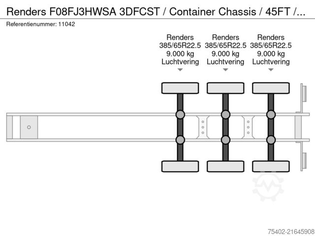 Container transport Renders F08FJ3HWSA 3DFCST / Container Chassis / 45FT / ...
