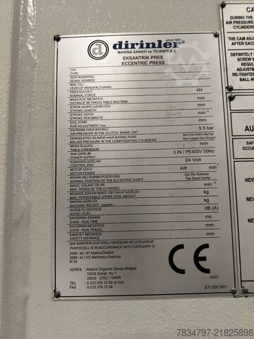 Eccentric press Dirinler 1000C-2000 P61