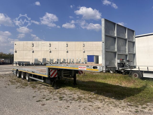 Low loader semitrailer Möslein ST 3 Plato 8,7  3 Achs Satteltieflader Plato 45 t GGfür Fertigteile, Baumaschinen