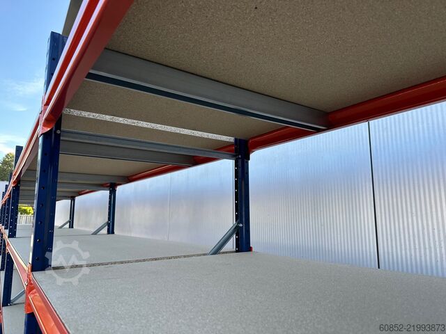 Wide span storage rack ca. 9,56 lfm. Weitspannregale H: 200 cm T: 80 cm , 400 kg Fachlast , 4 Ebenen