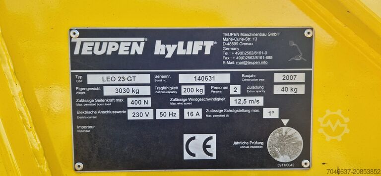 Work platform LEO 23 GT + trailer Teupen hyLIFT LEO 23 GT