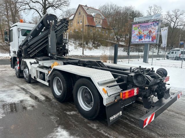 Roll-off tipper truck MERCEDES-BENZ Actros 3244 8x4 Abrollkipper KRAN 20m FUNK