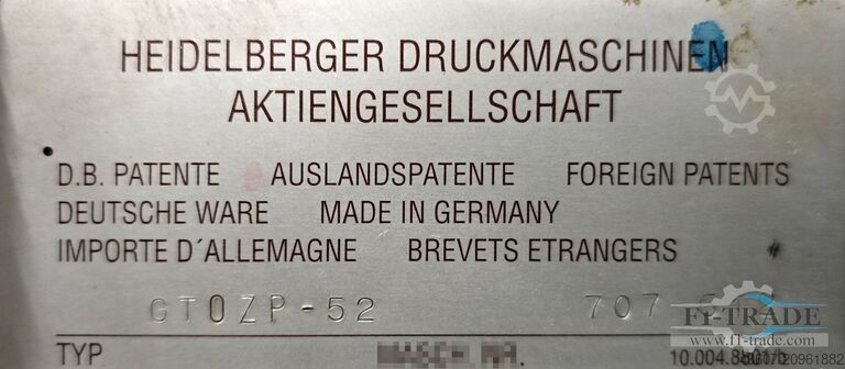 2 Farben Offsetdruckmaschine - 2 Color Offset Press Heidelberg GTOZP-52+ N+P