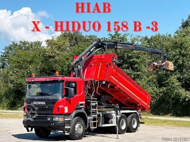 Truck mounted crane SCANIA P 410 Kipper 4,95m * KRAN/FUNK + BORDMATIC *6x4