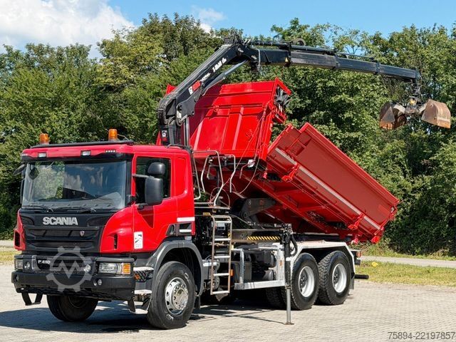 Truck mounted crane SCANIA P 410 Kipper 4,95m * KRAN/FUNK + BORDMATIC *6x4
